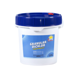 Granular Dichlor (Super 90) chlorine for fast, effective pool sanitization with stabilized formula.